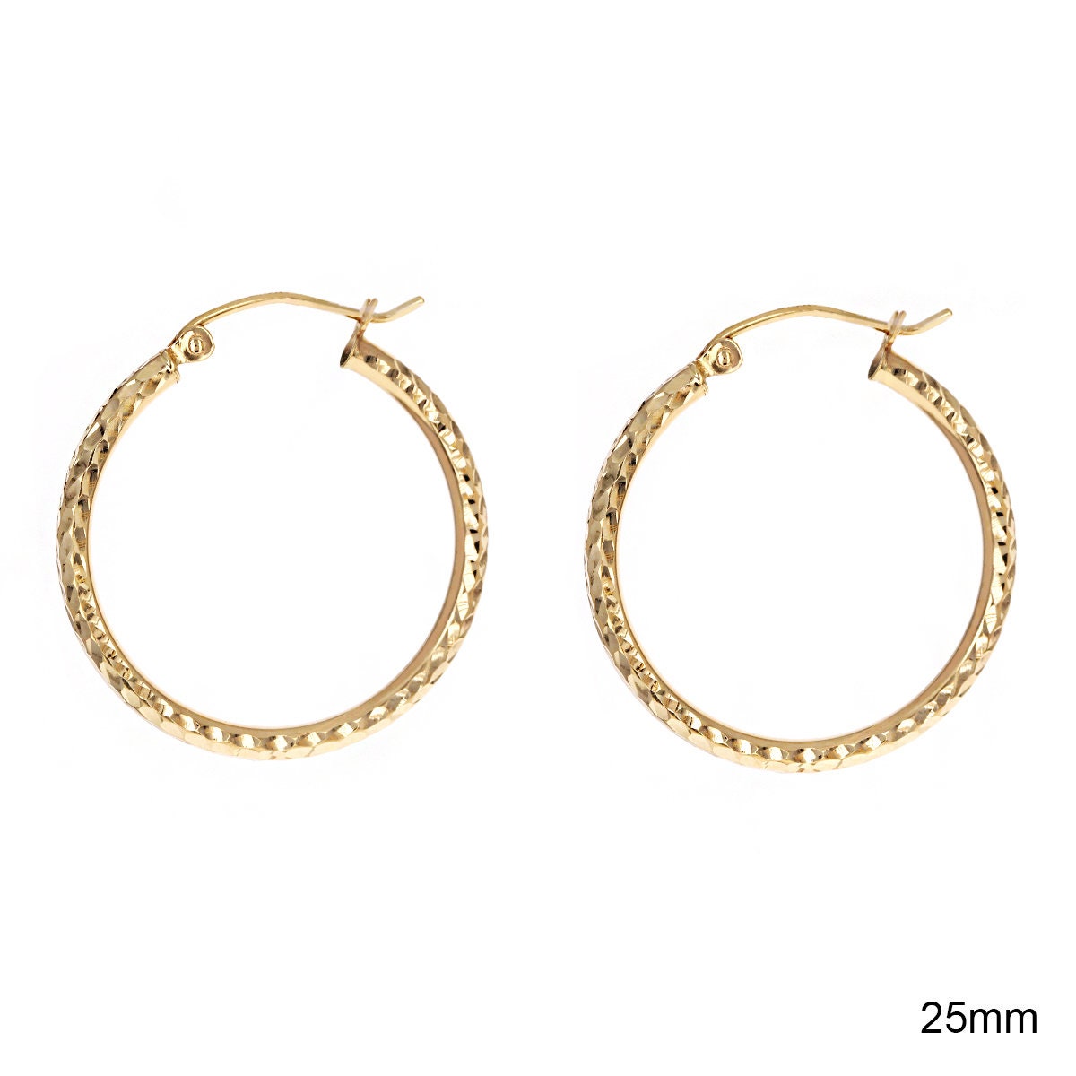 ダイヤモンドカットフープピアス / 14Kゴールドフープピアス ダイヤモンドカットフープピアス / 14Kゴールドフープピアス