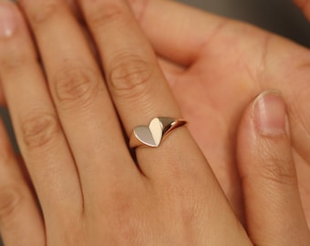 Heart Ring, 14K Solid Gold Heart Ring, Angled Heart Ring, Minimalist Ring, Bold Gold Ring, 14K Gold Bold Ring, Layering Ring, Stacking Ring