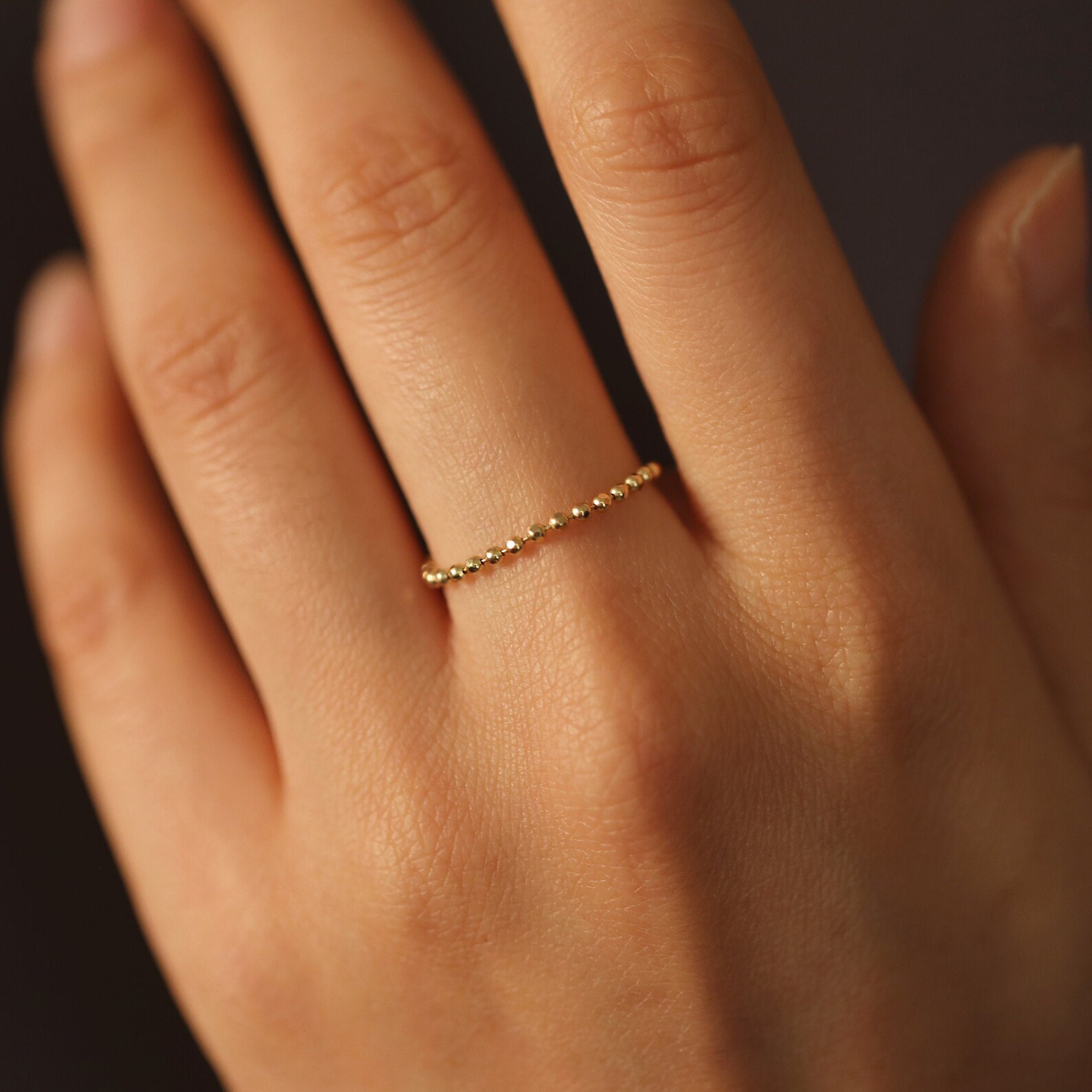 Chain Ring 1.5mm 14K Gold Soft Chain Ring Minimalist Ring Etsy