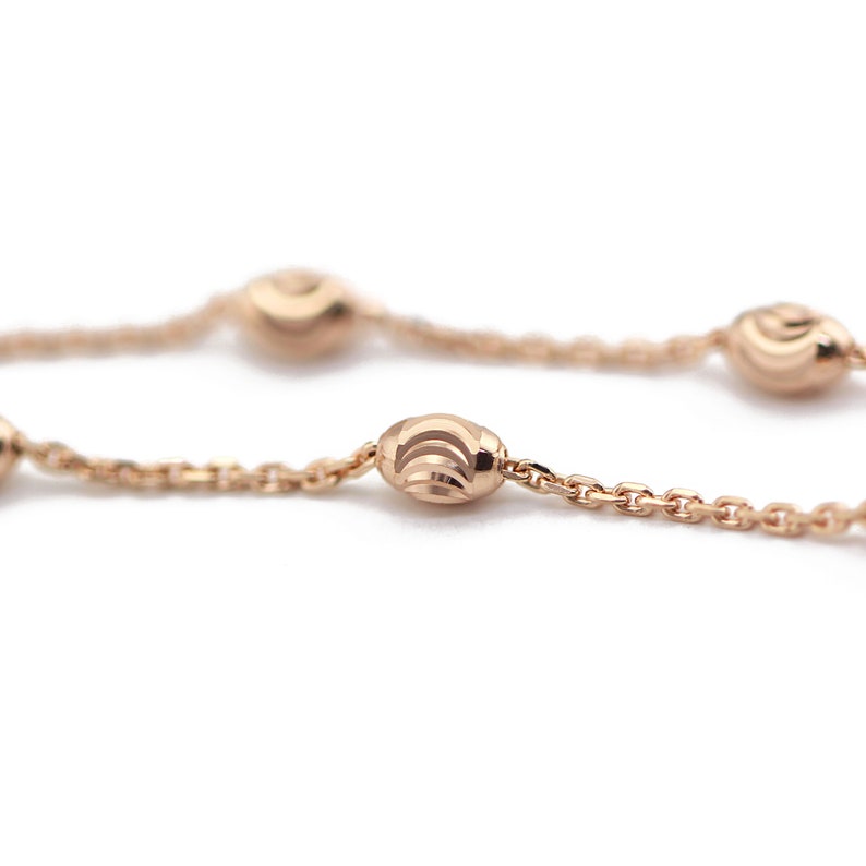 14k Gold Beads by Yard Chain Bracelet, 14K Solid Gold Bracelet, Gold Beads by Yard Bracelet, Layering Bracelet, Minimalist Bracelet image 7