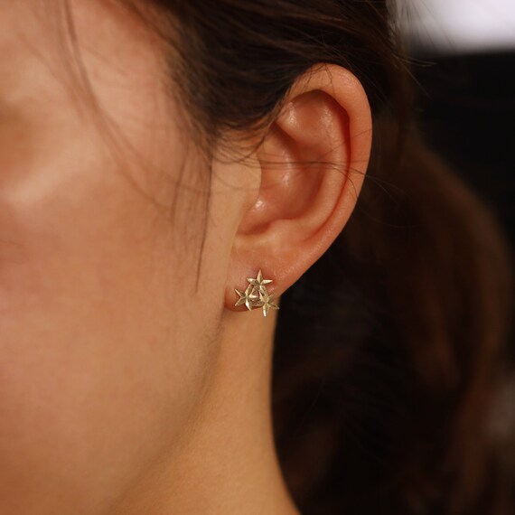 Triple star stud earrings sale