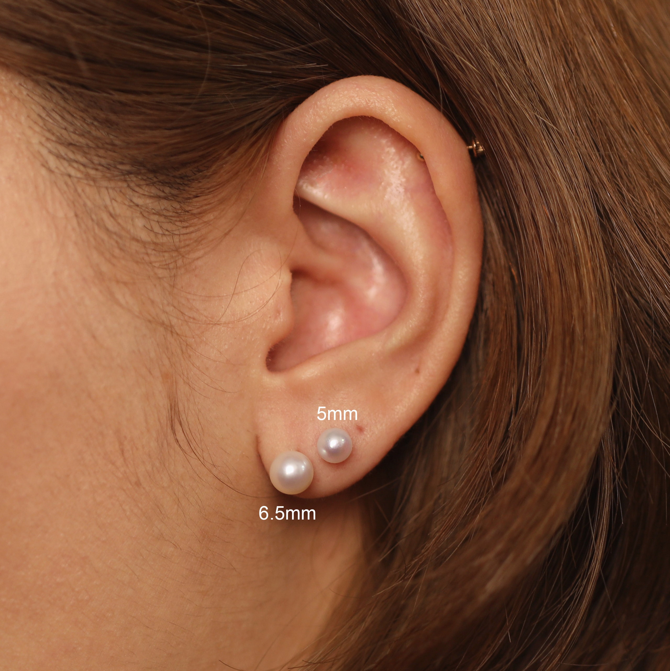 Pearl Stud Earrings 5mm 6.5mm Natural Freshwater Pearl Earrings