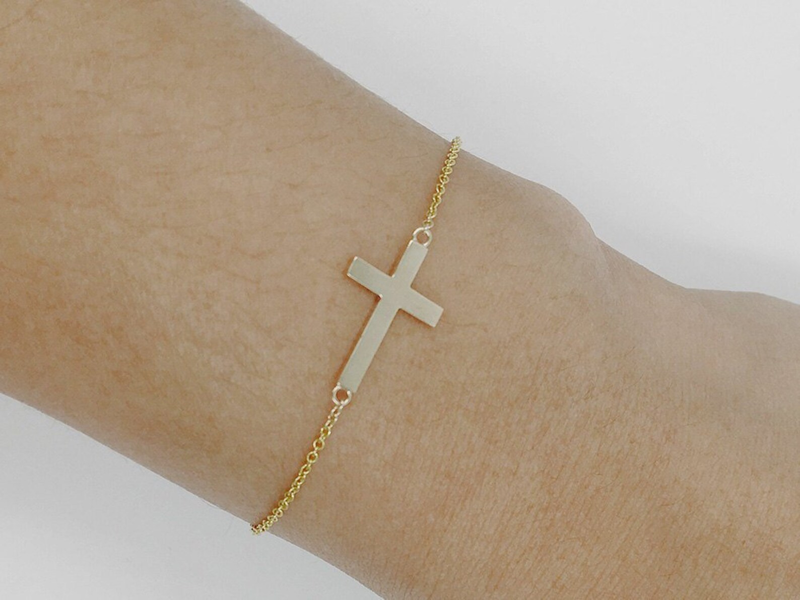 Cross Gold Charm Bracelet