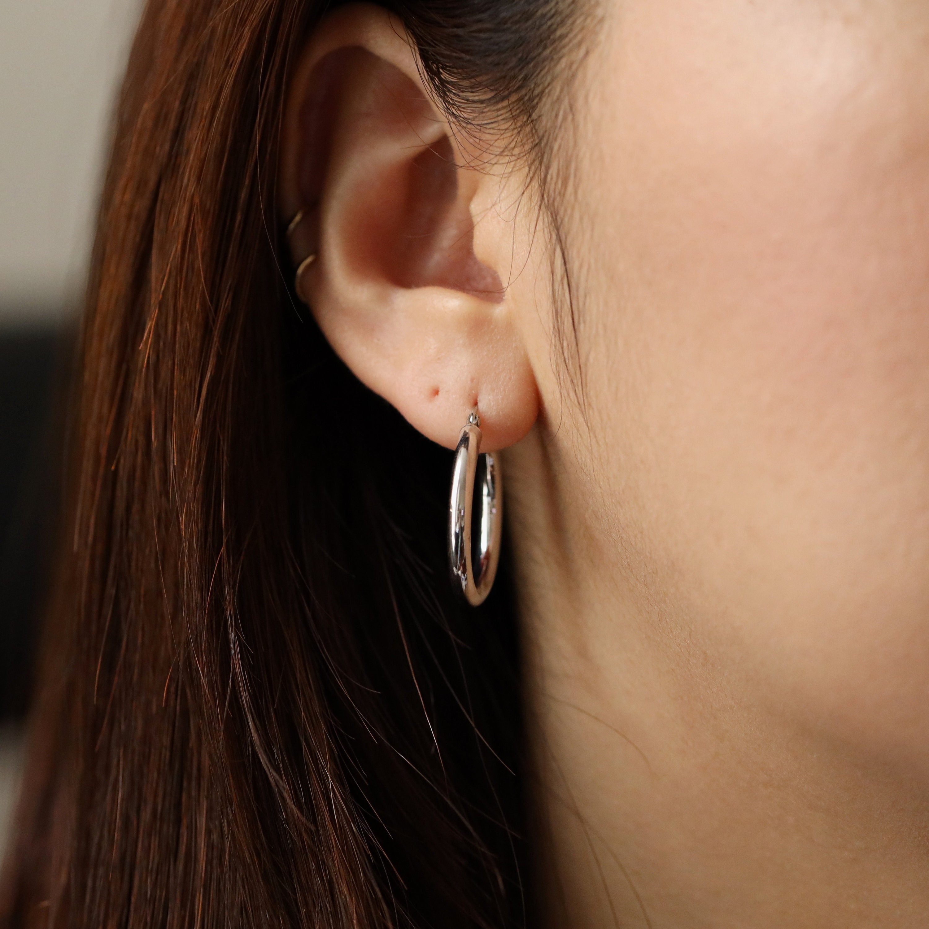 3mm Gold Tube Hoop Earrings