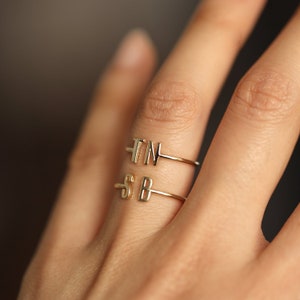 Open Initial Ring, Monogram Ring, Name Ring, Personalized Ring, Double Initial Name Ring, 14K Solid Gold Ring, 14k Gold Personalized Jewelry