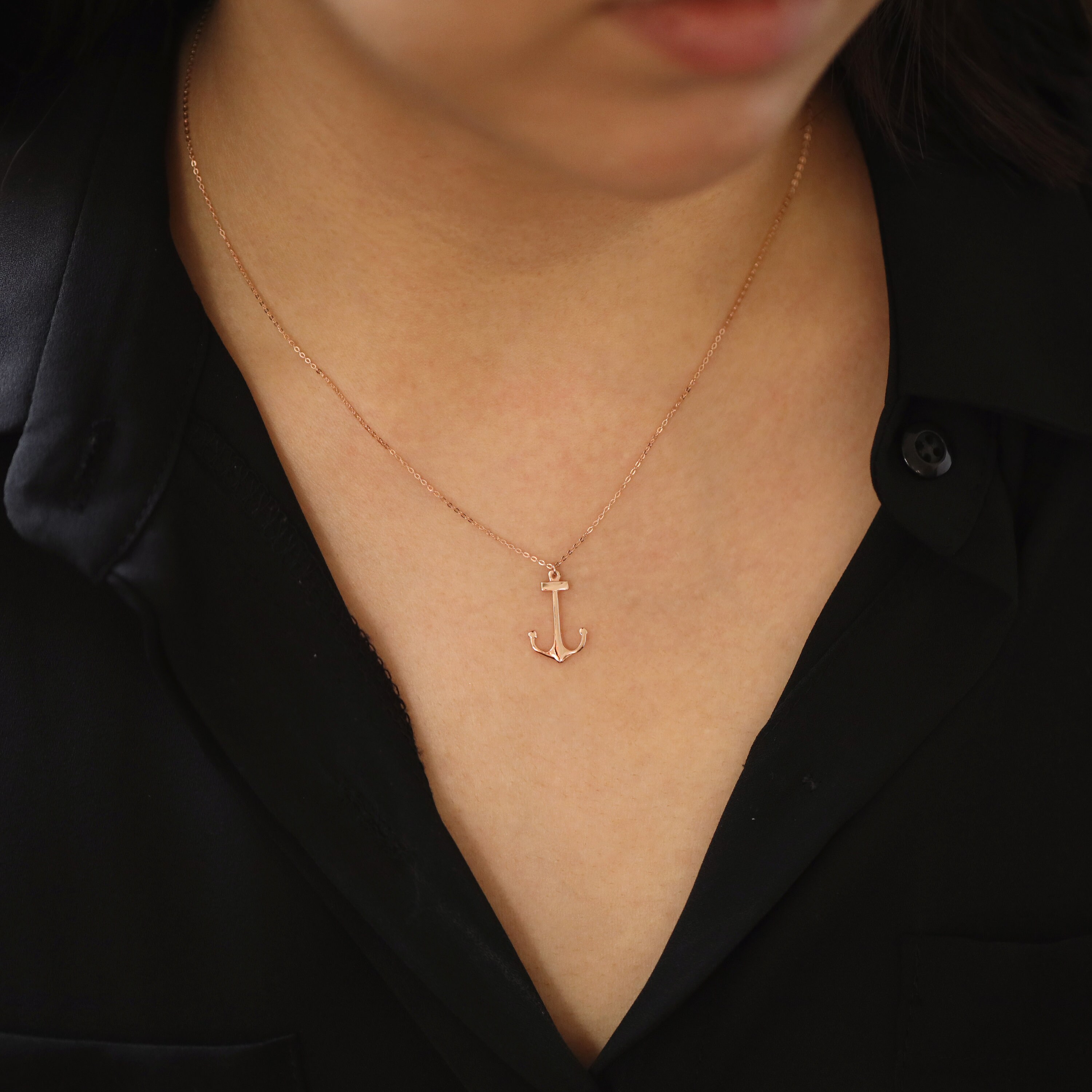 XOLO　TinySolid Anchor Necklace Solid Anchor Link Necklace – XOLO JEWELRY