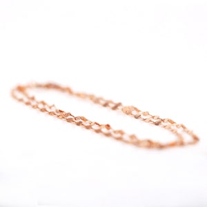 14K Double Stranded Glitter Chain Anklet, 14K Gold Glitter Chain Anklet, Flat Link Chain Gold Anklet, 14K Solid Gold Chain Anklet image 5