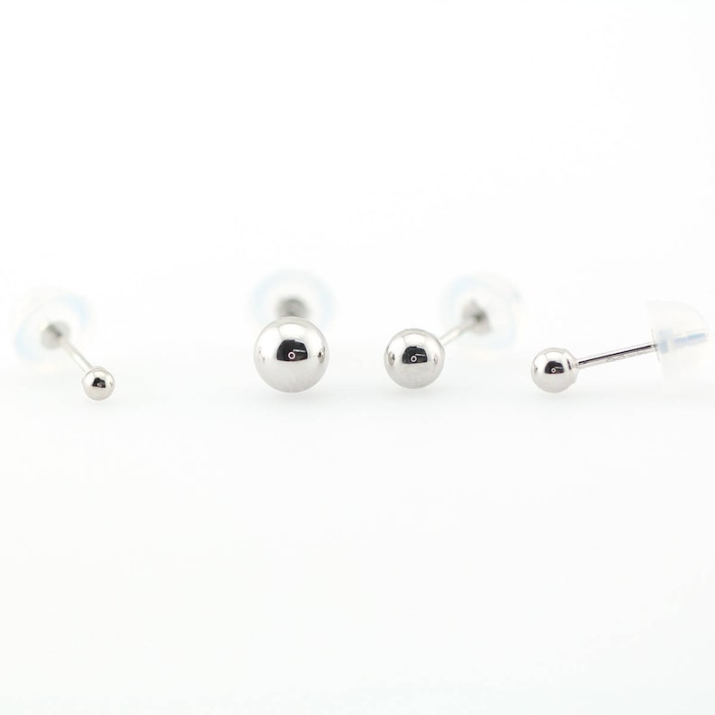 Push Back Screw Back Earrings Tiny Ball Earrings 10K 14K Solid Gold Ball Stud Earrings Simple 10K 14K Studs Minimalist Stud For Pair
