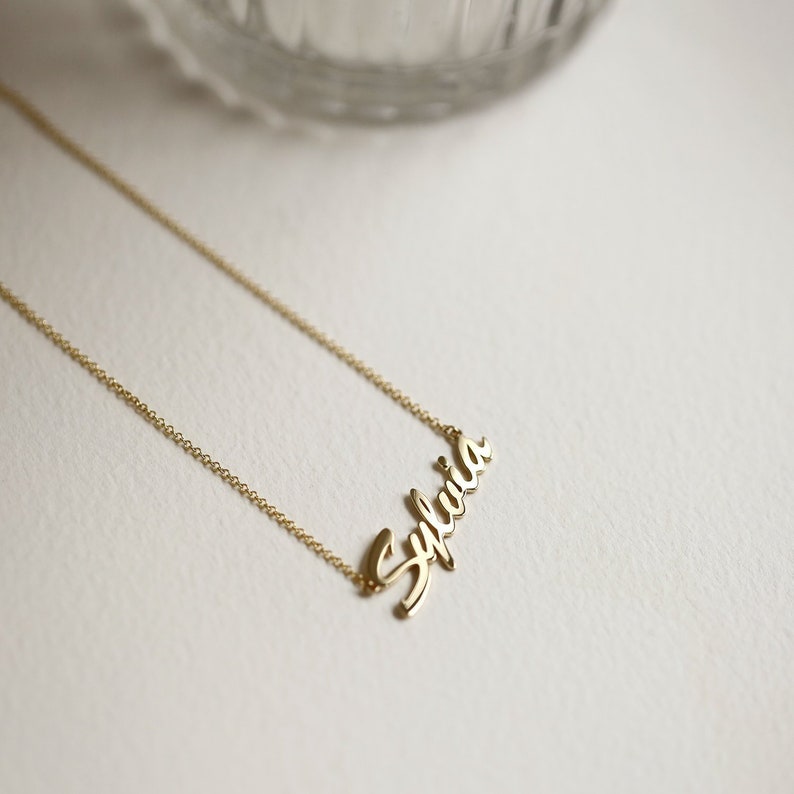 14K Name Pendant Necklace, Name Charm Necklace, Name Necklace, Monogram Necklace, Monogram Pendant, Baby Name Charm, Inital Charm Necklace image 9