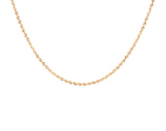 14K Solid Gold 1.5mm Rope Chain Bracelet, Twist Link Chain Layering Bracelet