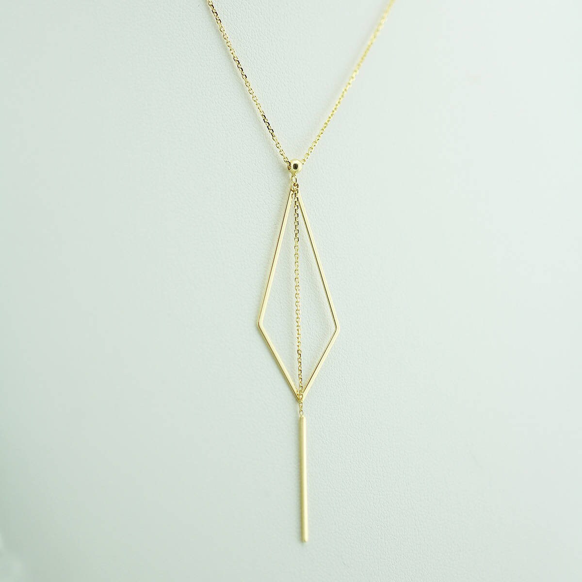 Geometric Necklace 14K Solid Gold Geometric Double Layered - Etsy