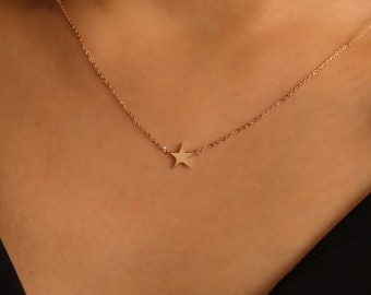 Star Charm Necklace, Star Charm Choker, Star Pendant Necklace, 14K Gold Star Necklace, 14K Gold Star Choker, Star Necklace, 14K Star Choker