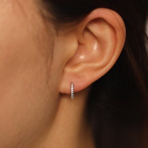 Lab Grown Diamond Huggie Earring, 10mm Lab Grown Diamond Hoop Earring, Lab Grown Huggie Hoop Earring, Lab Grown Diamond Earring, Single/Pair