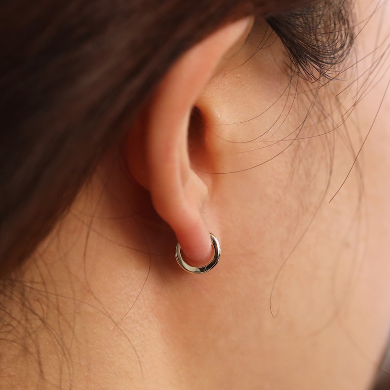 9mm 14K Gold Hoop Earrings 14K Solid Gold Tiny Hoop Earrings Etsy