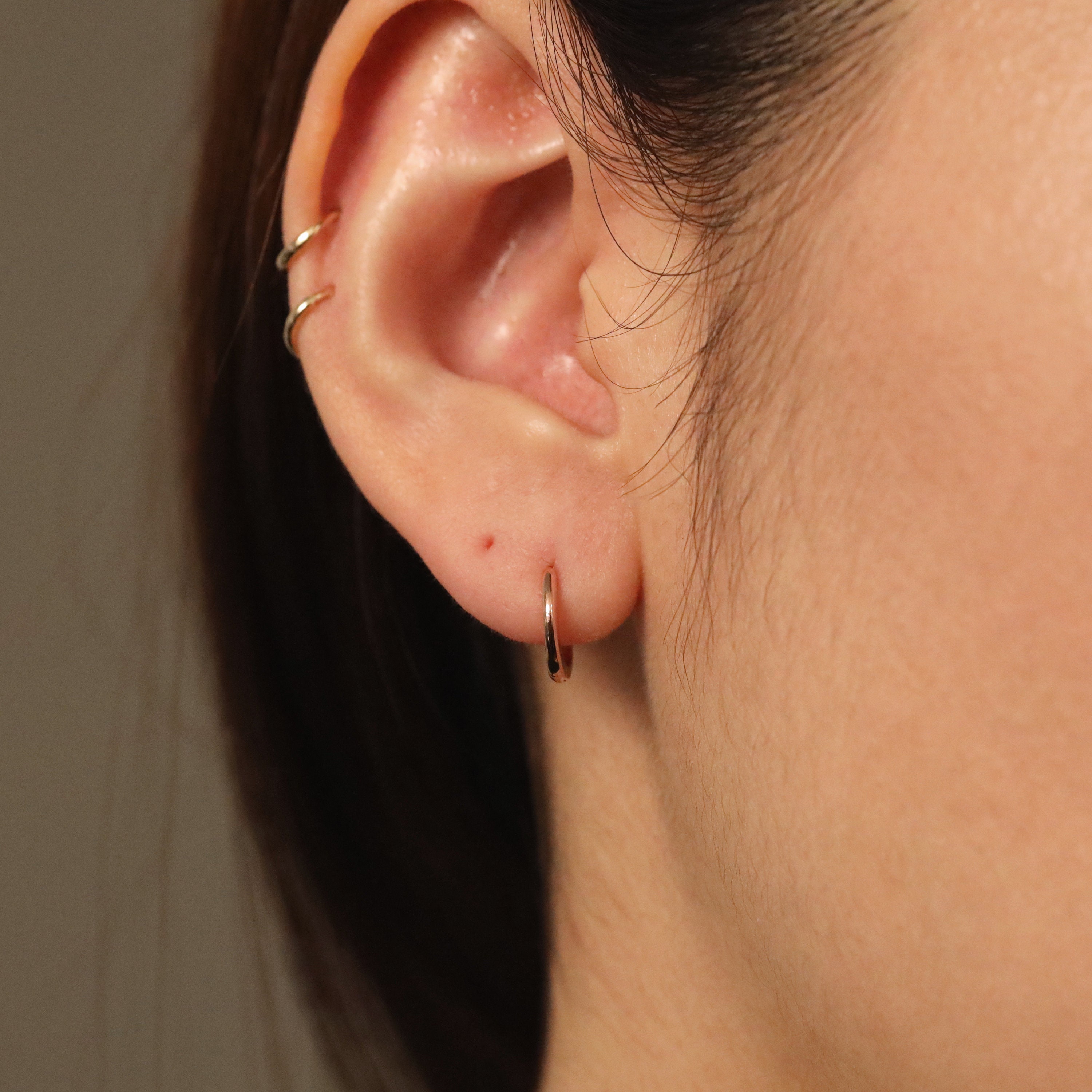 Orecchini Pendenti In Oro 14 Carati, Cerchi Medi, Cerchio - Foto 11