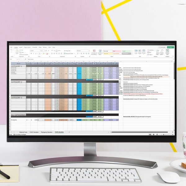 Etsy Seller Tool | Pricing, Profit & Fee Calculator | Automatically Calculates | Spreadsheet | Excel | Instant Download | Digital Download