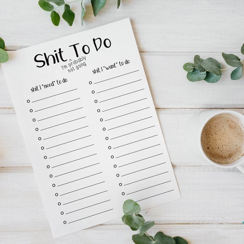 Printable Shit to Do To-do List Funny to Do List Daily - Etsy
