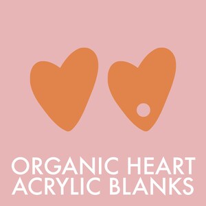 10pc Solid Colour Laser Cut Acrylic Blanks | Organic Heart Shape | Multiple Sizes + Colours