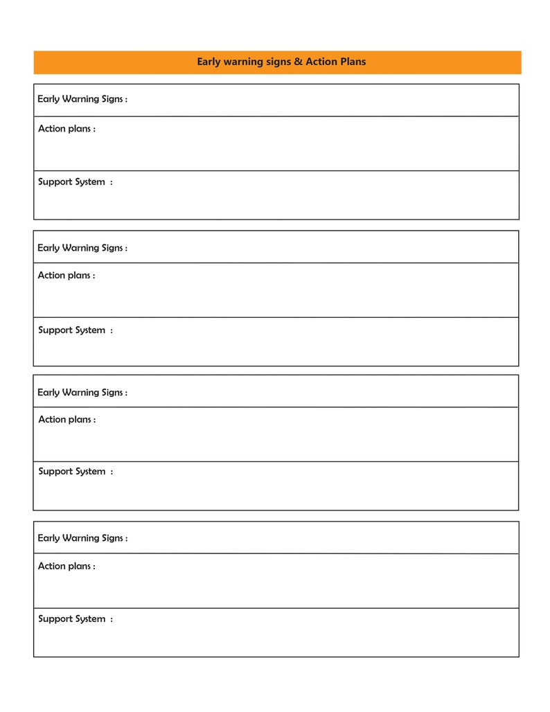 Trigger Action Response Plan Sign Examples Trigger Plan/early Warning Signs/crisis Plan/ Sign and Symptoms/mental ...