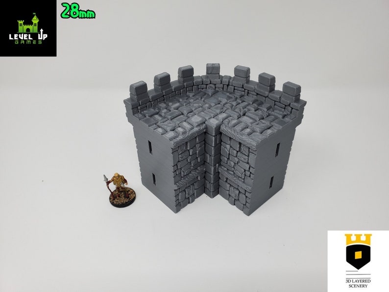 Build Your Own Castle Walls / Fantasy / DnD / D&D / Pathfinder / Terrain / 3D Layered Scenery Curved Outside