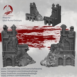 Arkenfel Wall End Cap / Fantasy / DnD /  Pathfinder / Terrain / Dark Realms
