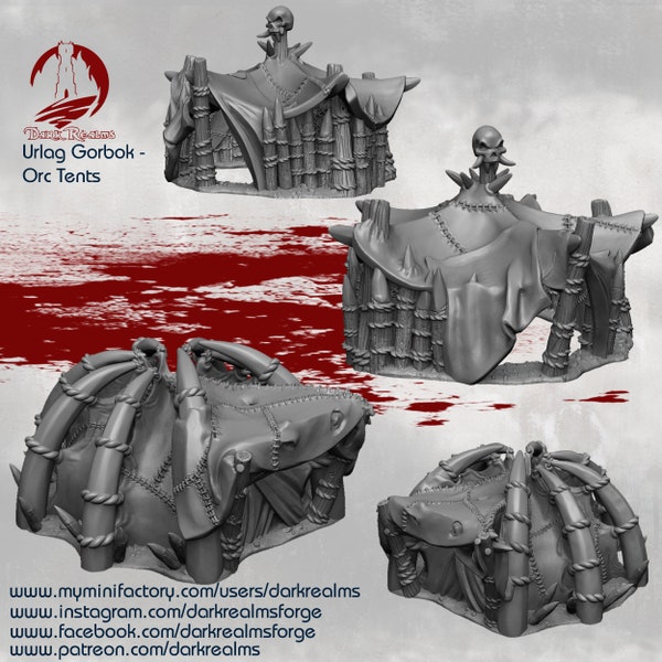 Urlag Orc - Tents (2pcs) / Fantasy / DnD / D&D /  LOTR/ Pathfinder / Terrain / Dark Realms