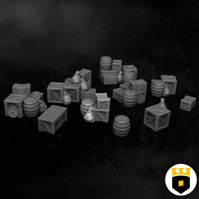 Barrels/'n/'Crates 11Pcs Fantasy Northvakt DnD D/&D 40k Pathfinder Terrain 3D Layered Scenery