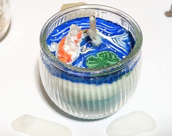 Koi Fish Pond Hand Made Soy Luxury Candle with Your Choice of Scent! Unique Gift for All