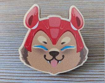 Mega Man - Rush 1.5" Wooden Pin Badge