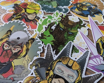 Mega Man 2 - Full Set of 8 Robot Master Vinyl Stickers; 10cm x 10cm (4.0" x 4.0")