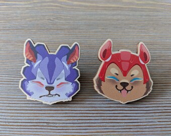 Mega Man - Rush & Treble 1.5" Wooden Pin Badges
