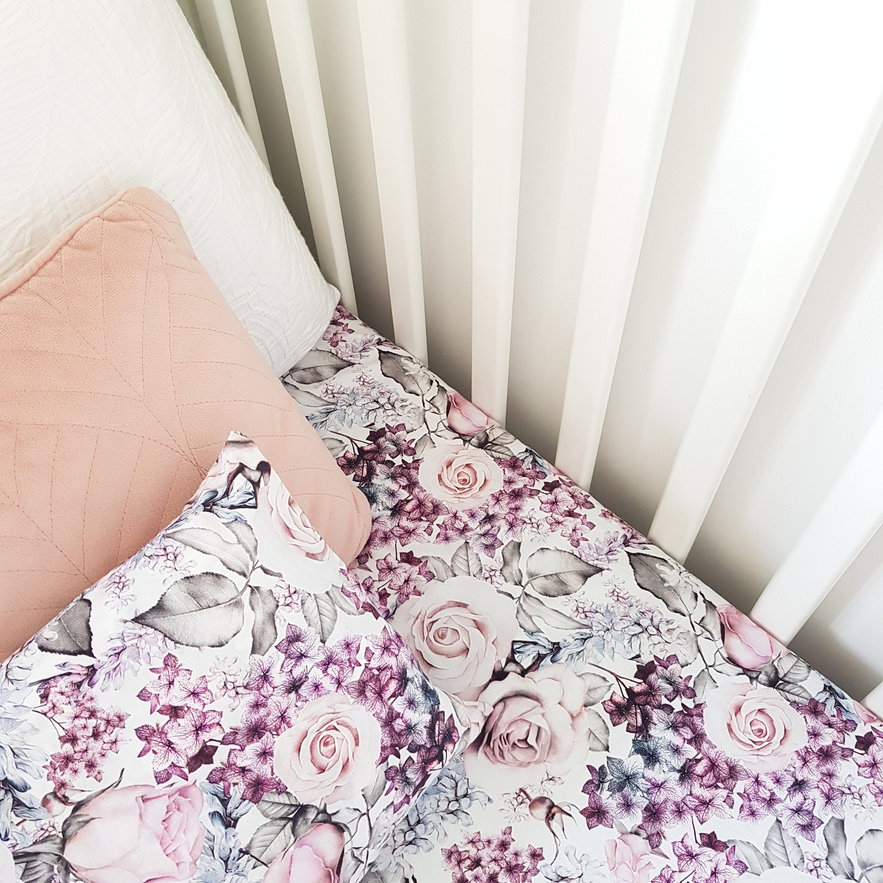 dusty pink cot sheet