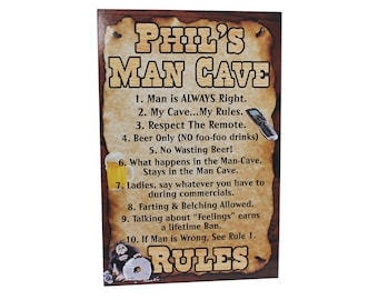 Man Cave Rules Sign personalized