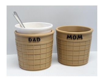 Pint Ice Cream Holder Personalized, Cone Shape Pint Ice Cream Holder