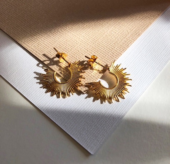 Halo 18k Gold Earrings | Gold Earrings | 18k Gold Jewelry | 14k Gold Jewelry | Jewellery | Gold Jewelry | Gifts for Her | Statement Earrings