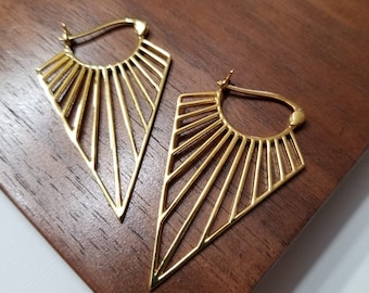 Deco 18k Gold Earrings | Gold Earrings | 18k Gold Jewelry | 14k Gold Jewelry | Jewellery | Gold Jewelry | Gifts for Her | Statement Earrings
