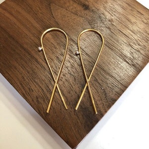 Crossed 18k Gold Earrings | Statement Earrings | Dangle Earring | Gold Earrings | Gifts for Her | Trendy Jewelry | Unique Jewelry | Gold