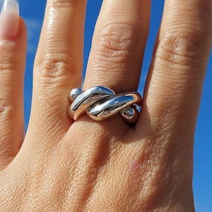 Twisted Dome Ring, Croissant Dome Ring, Statement Ring, Chunky Ring, Silver Twist Ring, Dome Ring, Wide Band Ring, Bold Dome Ring