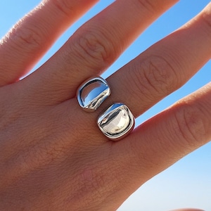 Silver Geometric Ring, Minimalist Ring, Silver Chunky Ring, Open Silver Ring, Statement Ring, Open Dome Ring, Designer Ring, Open Band Ring