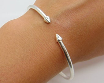 Unisex Cuff Bracelet, Chevron Silver Bracelet, Open Silver bracelet, Sterling Silver, Simple Cuff Bracelet, Minimalistic Bracelet