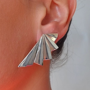 Geometrische Statement Ohrringe, große Silber Ohrstecker, Silber klobige Ohrringe, Minimalist Ohrringe, moderne Ohrringe, Sterling Silber