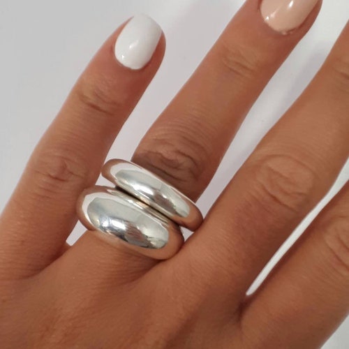 Silver Dome Ring Modern Statement Ring Stacking Ring Chunky Etsy