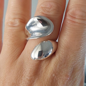 Open Geometric Ring - Sterling Silver Adjustable Band, Modern Minimalist Statement Jewelry