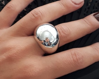 Dome Silver Ring, Bubble Ring, Ball Ring, Chunky Dome Ring, Sterling Silver, Statement Ring, Wide Band Ring, Bombe Ring, Big Ball Ring