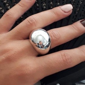 Dome Silver Ring, Bubble Ring, Ball Ring, Chunky Dome Ring, Sterling Silver, Statement Ring, Wide Band Ring, Bombe Ring, Big Ball Ring
