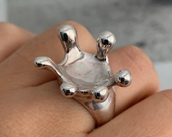 Splash Ring Flower Ring Silver Ring Women Designer Silver Jewellery Gift for Her Designer Ring Sterling Silver Ring Molten Ring