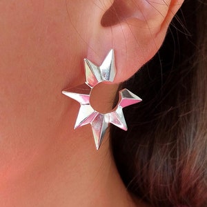 Star Earrings, Statement Earrings, Silver Star Earrings, Sterling Silver, Stud Star Earrings, Minimalist Earrings, Geometric Earrings
