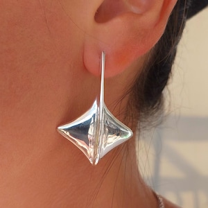 Dangle Earrings, Modern Earrings, Statement Earrings, Geometric Earrings, Handmade Earring, Unique Design, Elegant Earrings, Sterling Silver