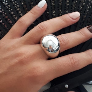 Silver Dome Ring, Chunky Bubble Ring, Silver Ball Ring, Chunky Dome Ring, Sterling Silver, Statement Ring, Ring for Women, Bolt Ring