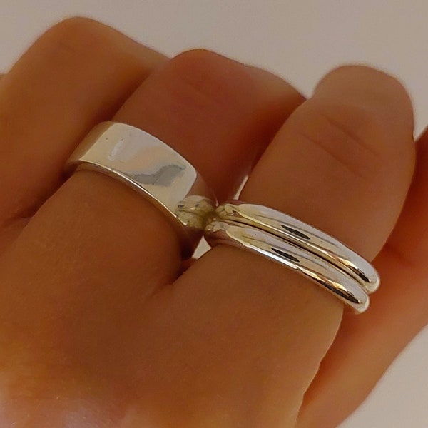 Triple Ring, Silver Band Ring, Minimalist Ring, Sterling Silver, Stacking Ring, Stackable Ring, Triple Band Ring, Triple Stacked Ring